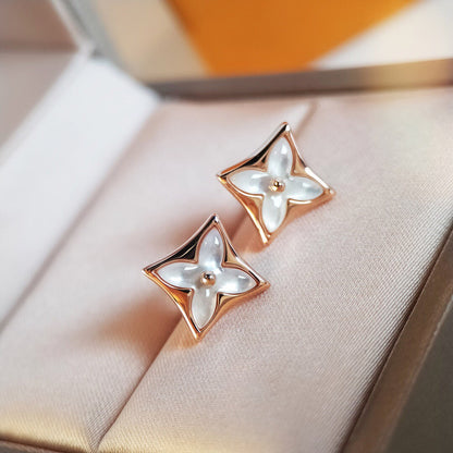 [Renovia Jewelry]STAR MOP PINK GOLD EARRINGS