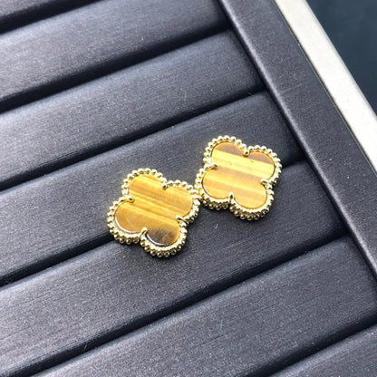 [Renovia Jewelry]CLOVER MEDIUM 1 MOTIFS TIGER EYE EARRINGS