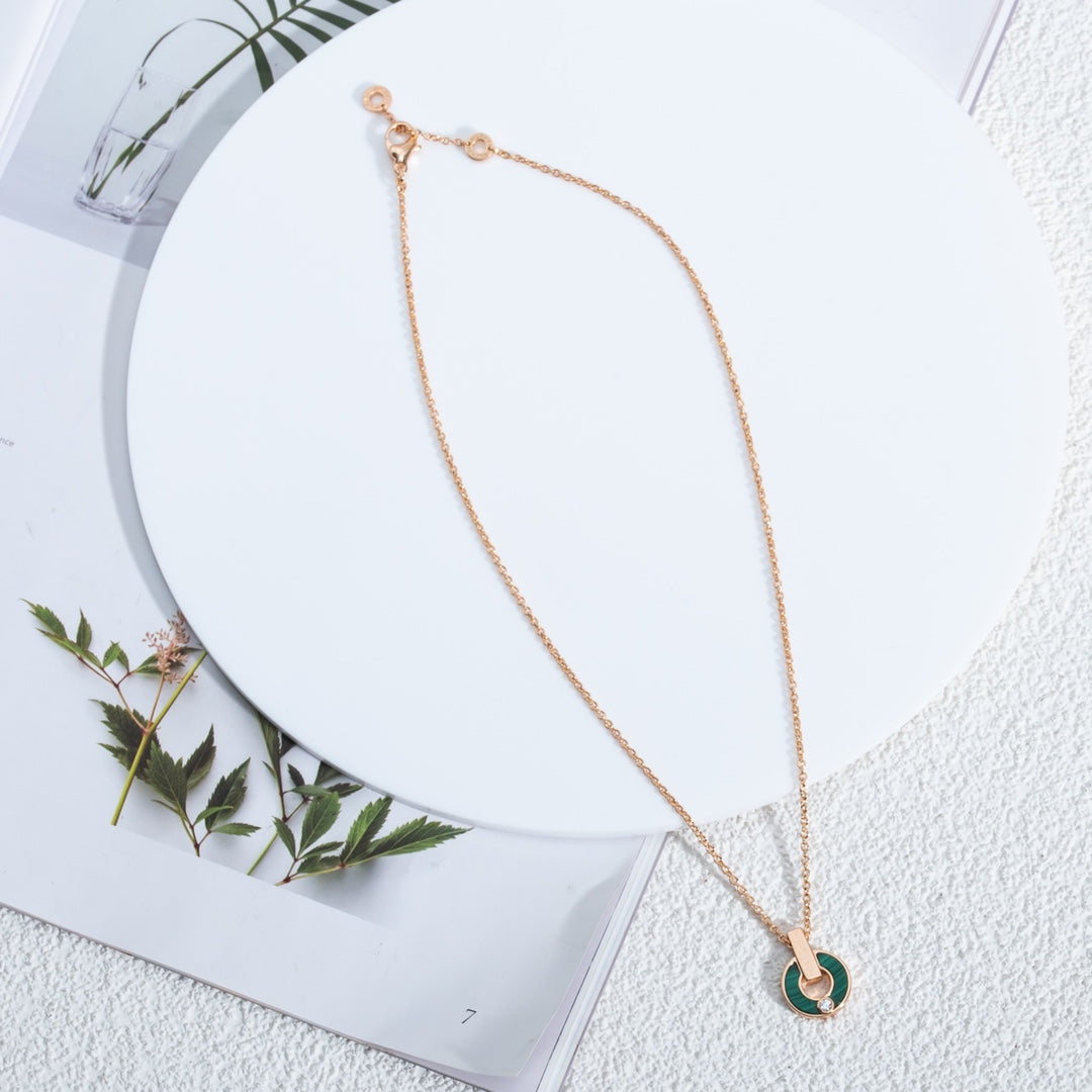 [Renovia Jewelry]GARI NECKLACE PINK GOLD MALACHITE