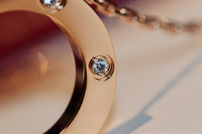 [Renovia Jewelry]LOVE NECKLACE 16MM 6 DIAMONDS PINK GOLD