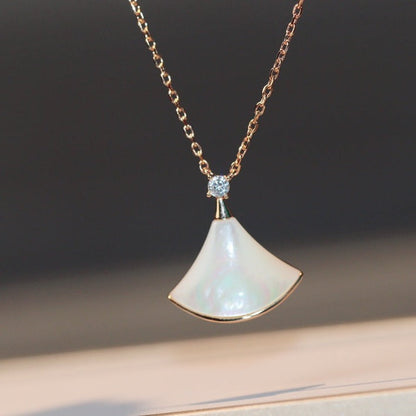 [Renovia Jewelry]DREAM NECKLACE WHITE MOP PINK GOLD 1 DIAMOND