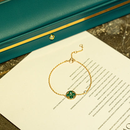 [Renovia Jewelry]SUN MALACHITE 1 DIAMOND PINK GOLD BRACELET