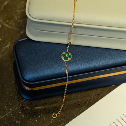 [Renovia Jewelry]SUN MALACHITE 1 DIAMOND PINK GOLD BRACELET