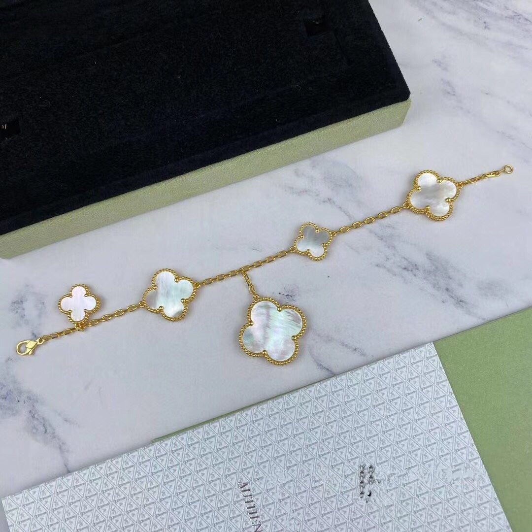 [Renovia Jewelry]MAGIC CLOVER MOP GOLD BRACELET 5 MOTIFS