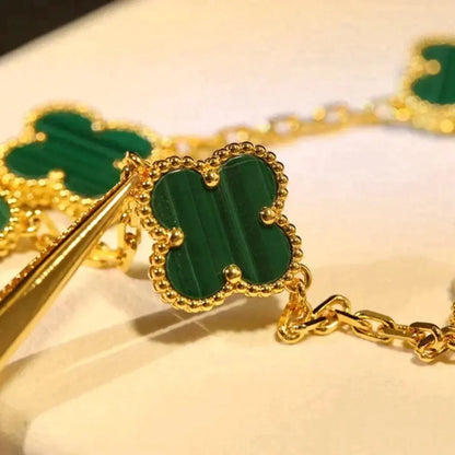 [Renovia Jewelry] CLOVER 5 MOTIF MALACHITE BRACELET COLLECTION