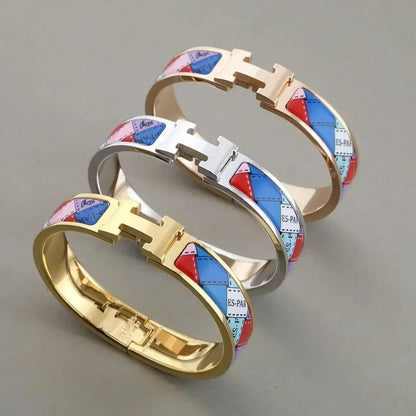 [Renovia Jewelry]H BRACELET DOTTED BORDER 12MM
