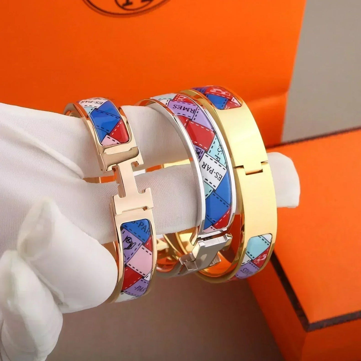 [Renovia Jewelry]H BRACELET DOTTED BORDER 12MM