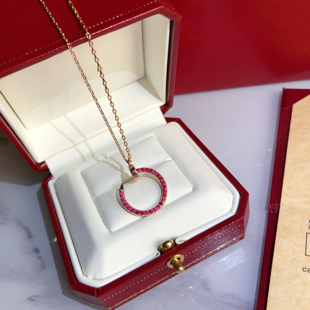 [Renovia Jewelry]JUSTE NECKLACE RED FULL DIAMONDS
