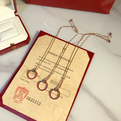 [Renovia Jewelry]JUSTE NECKLACE RED FULL DIAMONDS