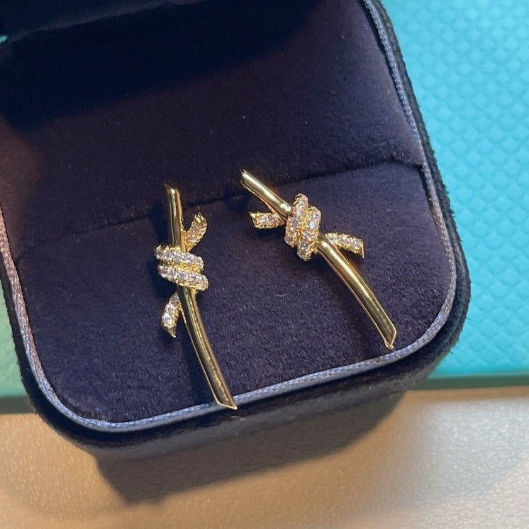 [Renovia Jewelry]KNOT EARRINGS GOLD DIAMOND