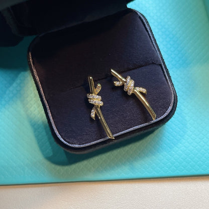 [Renovia Jewelry]KNOT EARRINGS GOLD DIAMOND