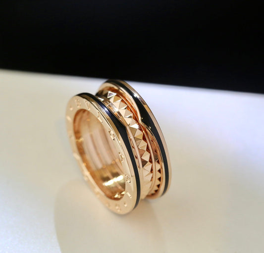 [Renovia Jewelry]ZERO 1 PINK GOLD BLACK CERAMIC RING