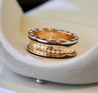 [Renovia Jewelry]ZERO 1 PINK GOLD BLACK CERAMIC RING