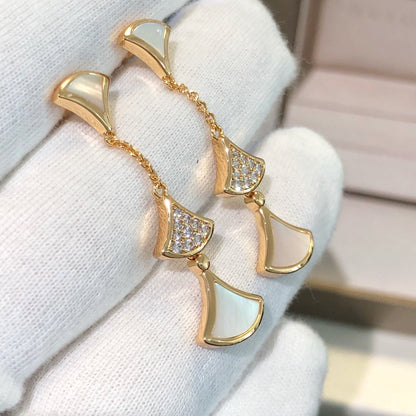 [Renovia Jewelry]DREAM EARRINGS 3 MOTIFS DIAMOND MOP PINK GOLD