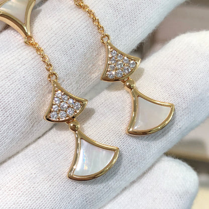 [Renovia Jewelry]DREAM EARRINGS 3 MOTIFS DIAMOND MOP PINK GOLD