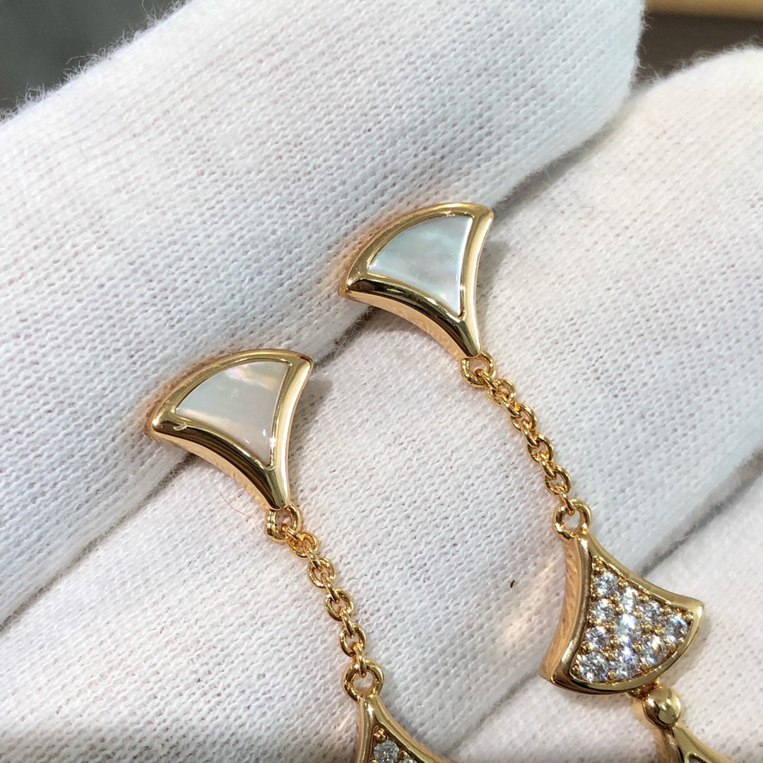 [Renovia Jewelry]DREAM EARRINGS 3 MOTIFS DIAMOND MOP PINK GOLD