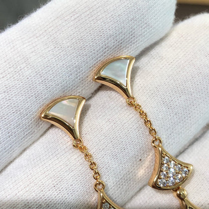 [Renovia Jewelry]DREAM EARRINGS 3 MOTIFS DIAMOND MOP PINK GOLD