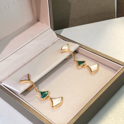 [Renovia Jewelry]DREAM EARRINGS 3 MOTIFS MALACHITE MOP PINK GOLD