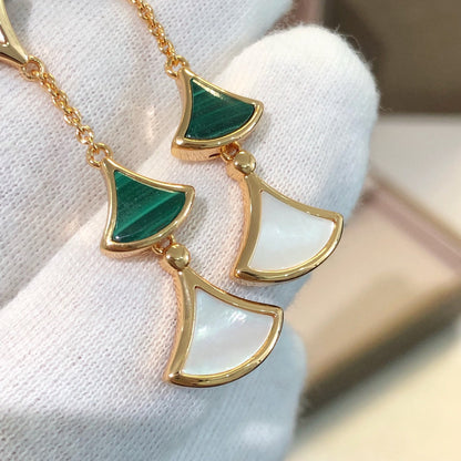 [Renovia Jewelry]DREAM EARRINGS 3 MOTIFS MALACHITE MOP PINK GOLD