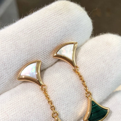 [Renovia Jewelry]DREAM EARRINGS 3 MOTIFS MALACHITE MOP PINK GOLD