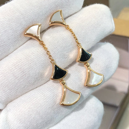 [Renovia Jewelry]DREAM EARRINGS 3 MOTIFS ONYX MOP PINK GOLD