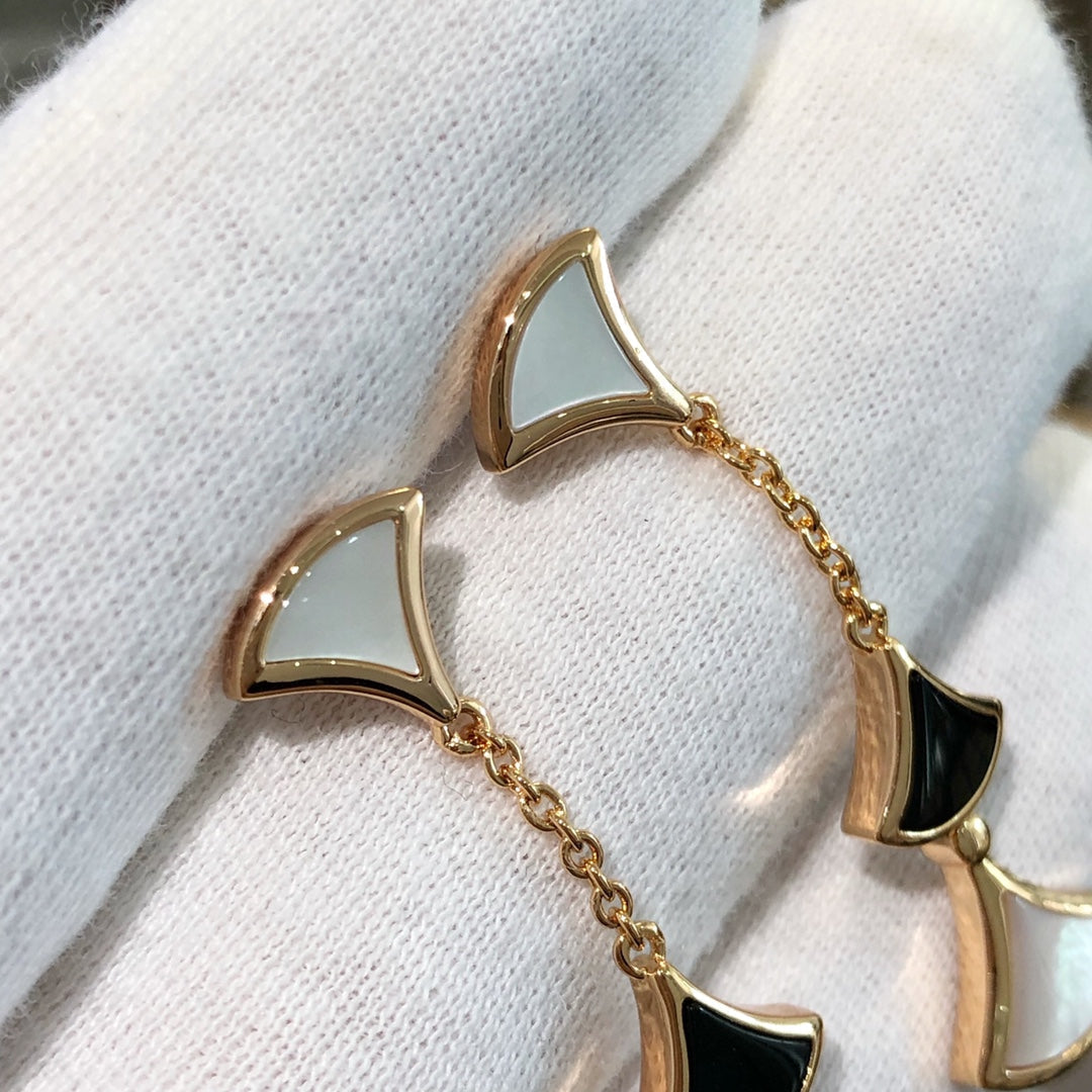 [Renovia Jewelry]DREAM EARRINGS 3 MOTIFS ONYX MOP PINK GOLD