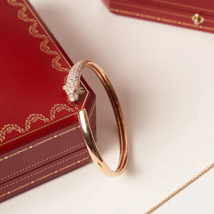 [Renovia Jewelry]PANTHERE HALF DIAMOND OPEN BRACELET