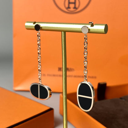 [Renovia Jewelry]CHAINE VERSO BLACK CERAMIC EARRINGS