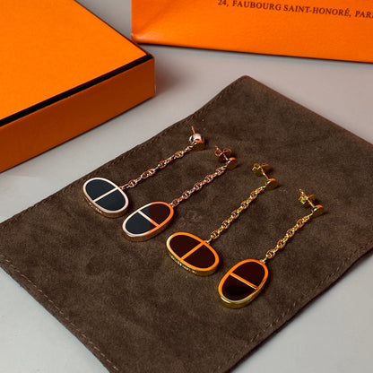 [Renovia Jewelry]CHAINE VERSO BLACK CERAMIC EARRINGS