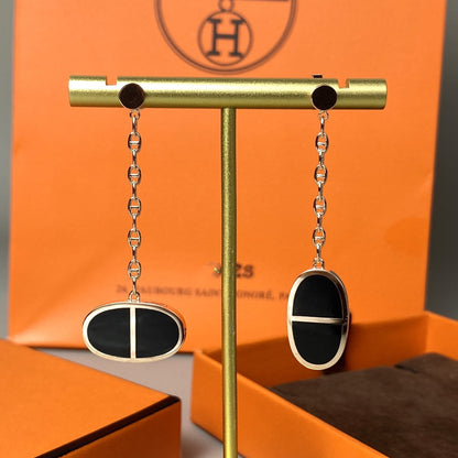 [Renovia Jewelry]CHAINE VERSO BLACK CERAMIC EARRINGS