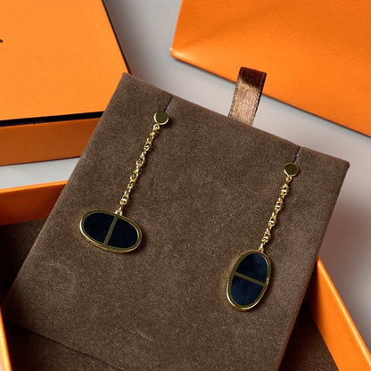 [Renovia Jewelry]CHAINE VERSO BLACK CERAMIC EARRINGS