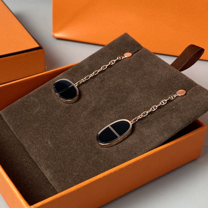 [Renovia Jewelry]CHAINE VERSO BLACK CERAMIC EARRINGS