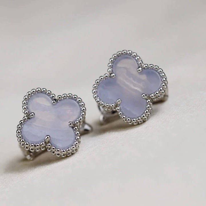[Renovia Jewelry]CLOVER MEDIUM 1 MOTIFS  WHITE MOP EARRINGS SILVER