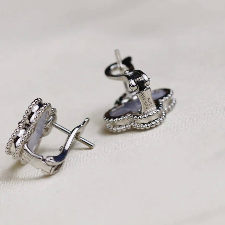 [Renovia Jewelry]CLOVER MEDIUM 1 MOTIFS  WHITE MOP EARRINGS SILVER