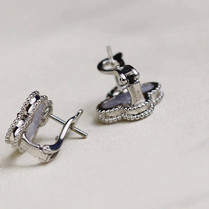 [Renovia Jewelry]CLOVER MEDIUM 1 MOTIFS  WHITE MOP EARRINGS SILVER