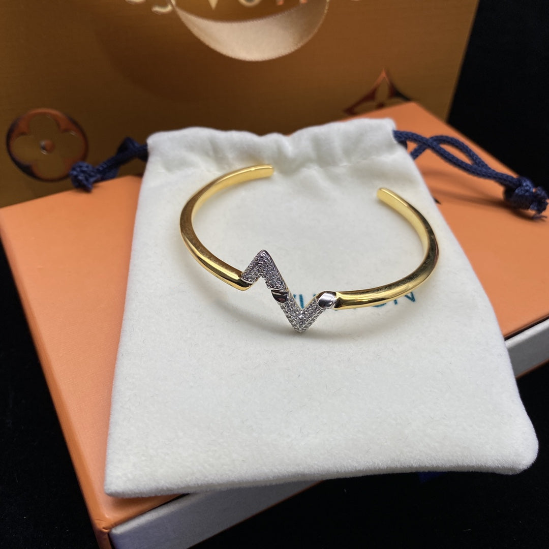[Renovia Jewelry]VOLTE UPSITE DOWN DIAMOND GOLD OPEN BRACELET