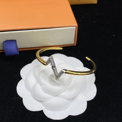 [Renovia Jewelry]VOLTE UPSITE DOWN DIAMOND GOLD OPEN BRACELET