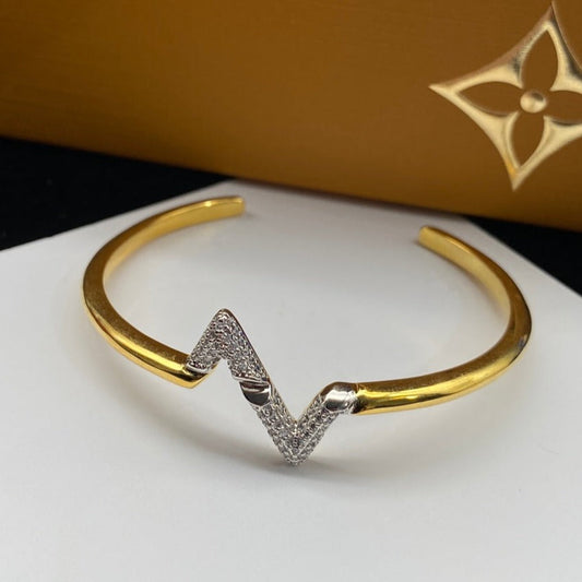[Renovia Jewelry]VOLTE UPSITE DOWN DIAMOND GOLD OPEN BRACELET