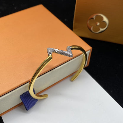 [Renovia Jewelry]VOLTE UPSITE DOWN DIAMOND GOLD OPEN BRACELET