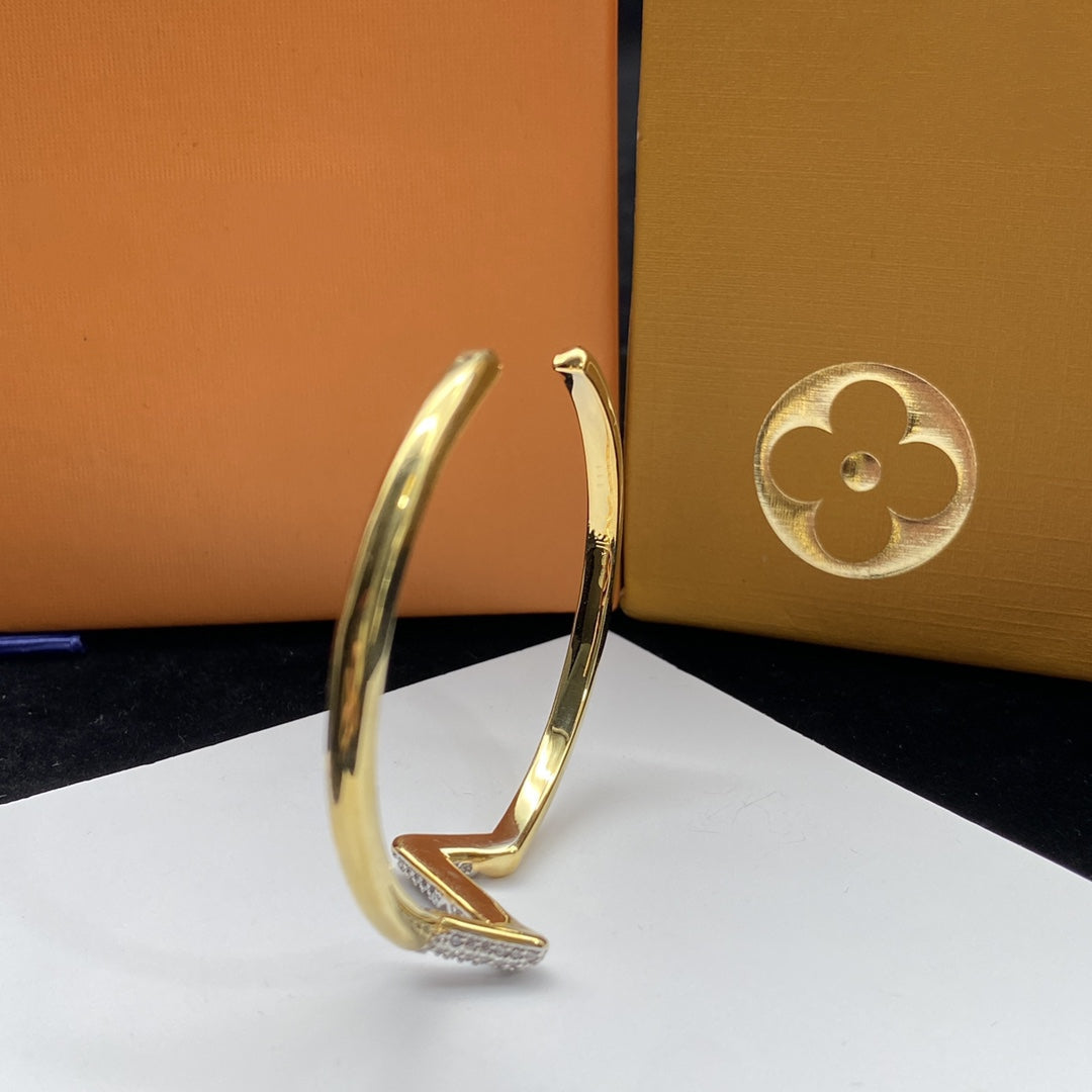 [Renovia Jewelry]VOLTE UPSITE DOWN DIAMOND GOLD OPEN BRACELET