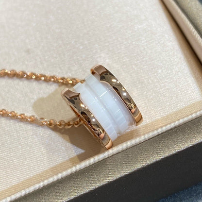 [Renovia Jewelry]ZERO 1 WHITE CERAMIC PINK GOLD NECKLACE