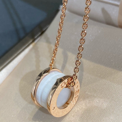 [Renovia Jewelry]ZERO 1 WHITE CERAMIC PINK GOLD NECKLACE