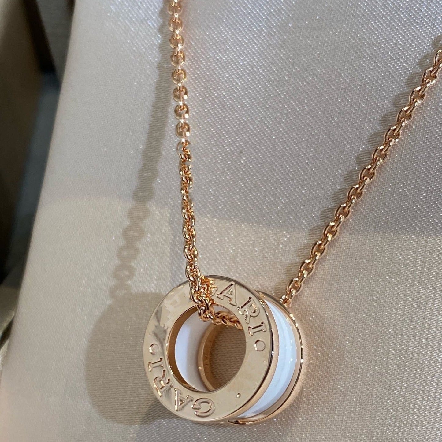 [Renovia Jewelry]ZERO 1 WHITE CERAMIC PINK GOLD NECKLACE