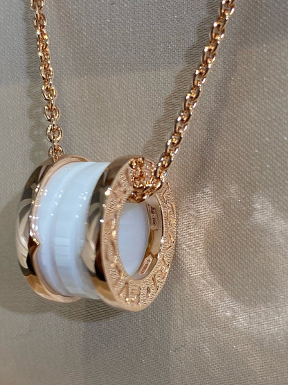[Renovia Jewelry]ZERO 1 WHITE CERAMIC PINK GOLD NECKLACE