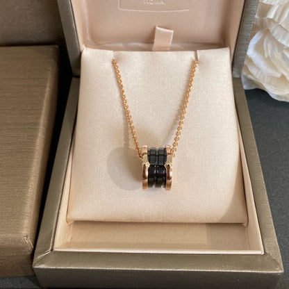 [Renovia Jewelry]ZERO 1 BLACK CERAMIC PINK GOLD NECKLACE