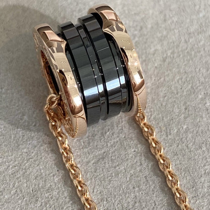 [Renovia Jewelry]ZERO 1 BLACK CERAMIC PINK GOLD NECKLACE