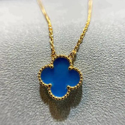 [Renovia Jewelry]CLOVER 15MM BLUE AGATE NECKLACE