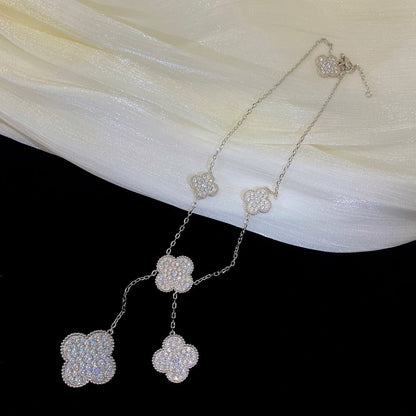 [Renovia Jewelry]CLOVER 5 MOTIFS SILVER DIAMONDS NECKLACE