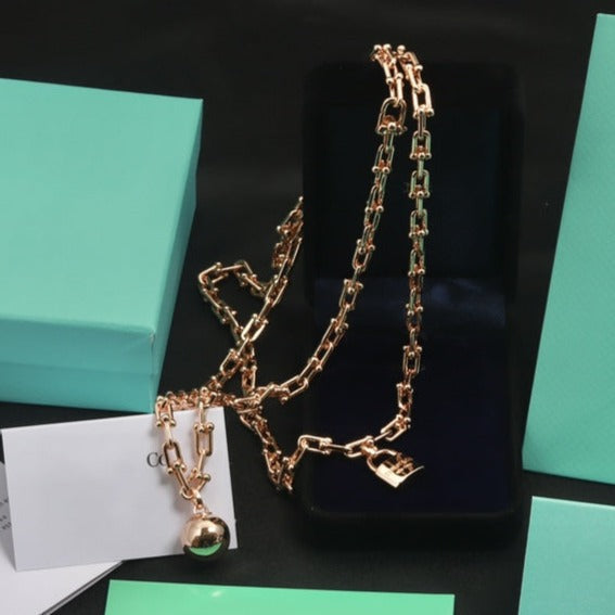 [Renovia Jewelry]HARDWEAR PINK GOLD WRAP NECKLACE