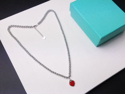 [Renovia Jewelry]HEART PEDANT SILVER BALL CHAIN NECKLACE